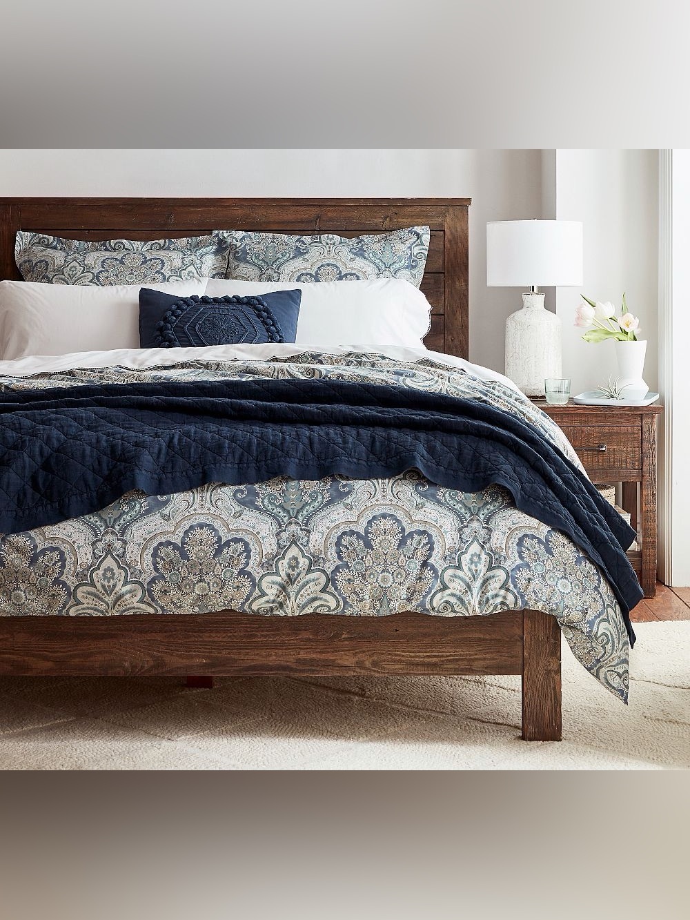 Pottery Barn Jordana Paisley Percale Duvet Cover & Shams Queen Size